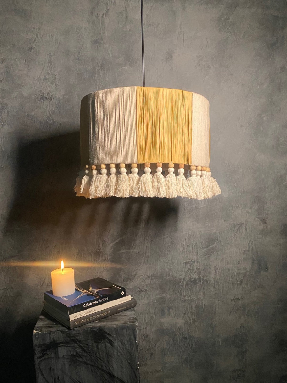 Pendant Lamp Shade with Cotton Thread and Tassels