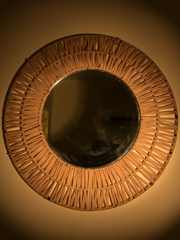 Lateral Raffia Mirror